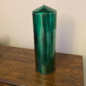 JC penny green shiny large candle with brand new wick!